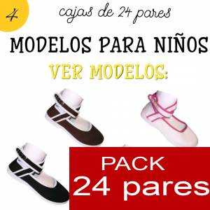 Imagen Modelos para Niños Manoletinas NIÑO-NIÑA MARRÓN atadas al tobillo Caja de 24 pares (Últimas Unidades) 